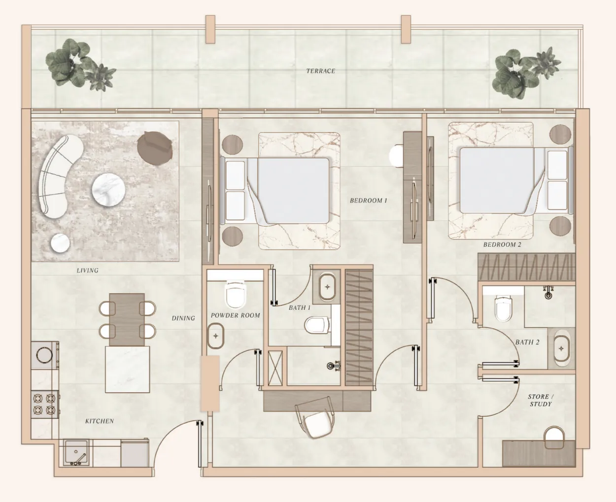 2 bedroom layout