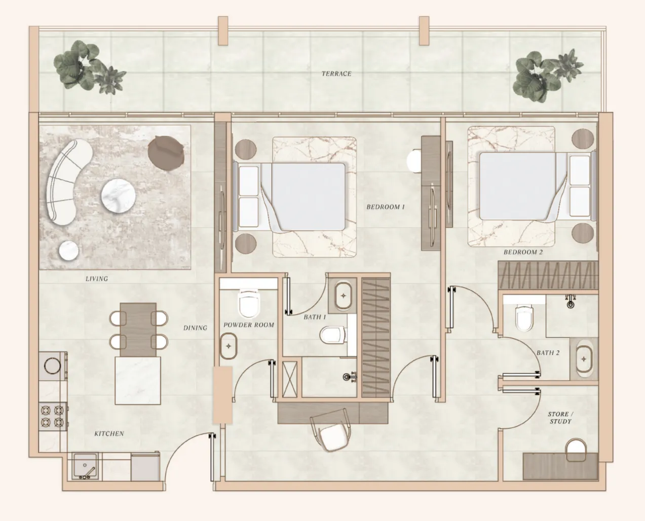 2 bedroom layout