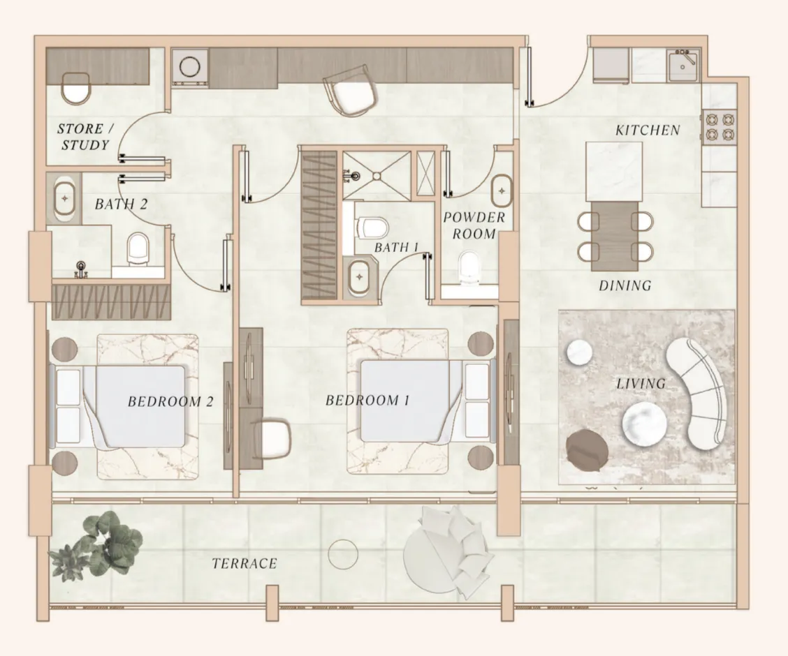 2 bedroom layout