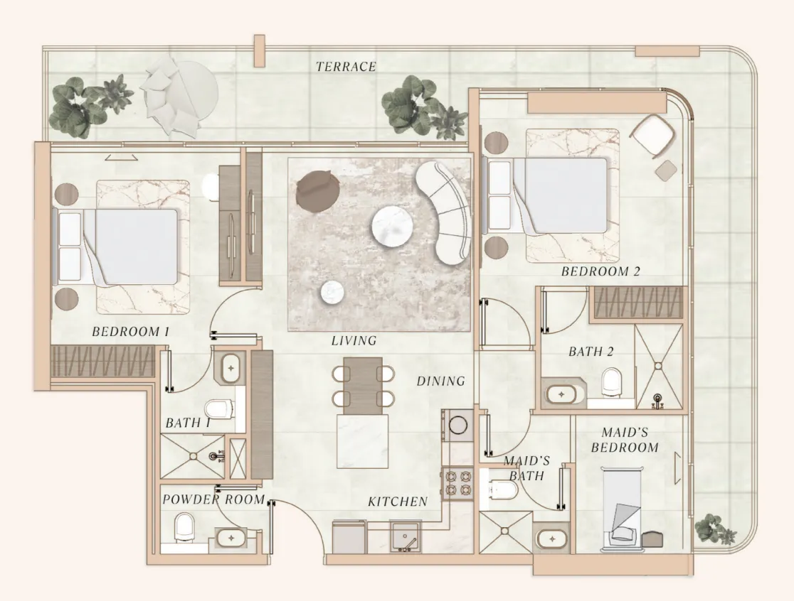 2 bedroom layout