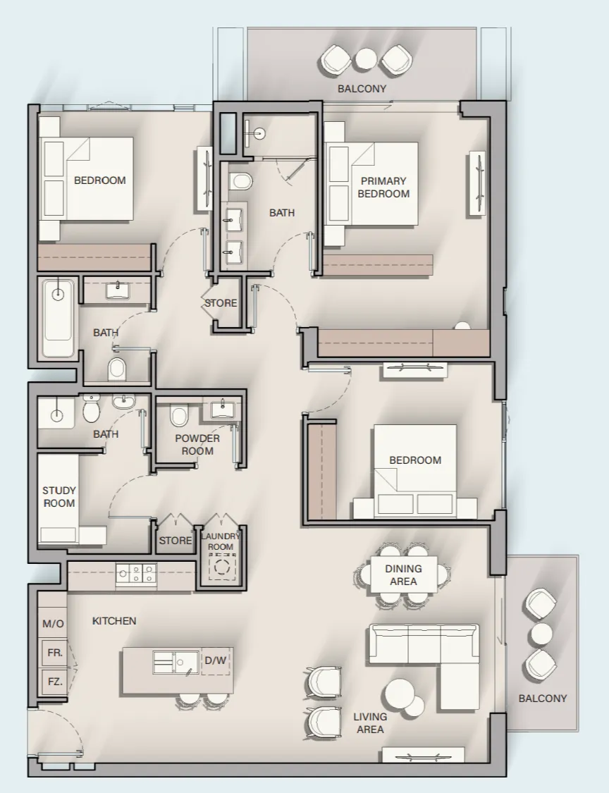 3 bedroom layout