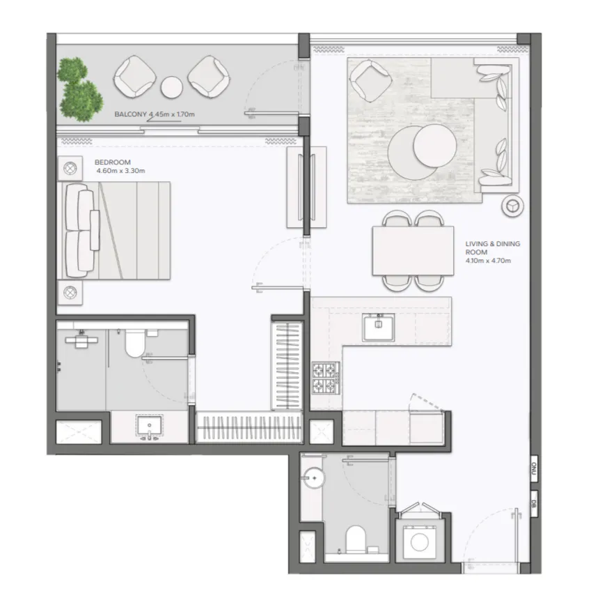 1 bedroom layout