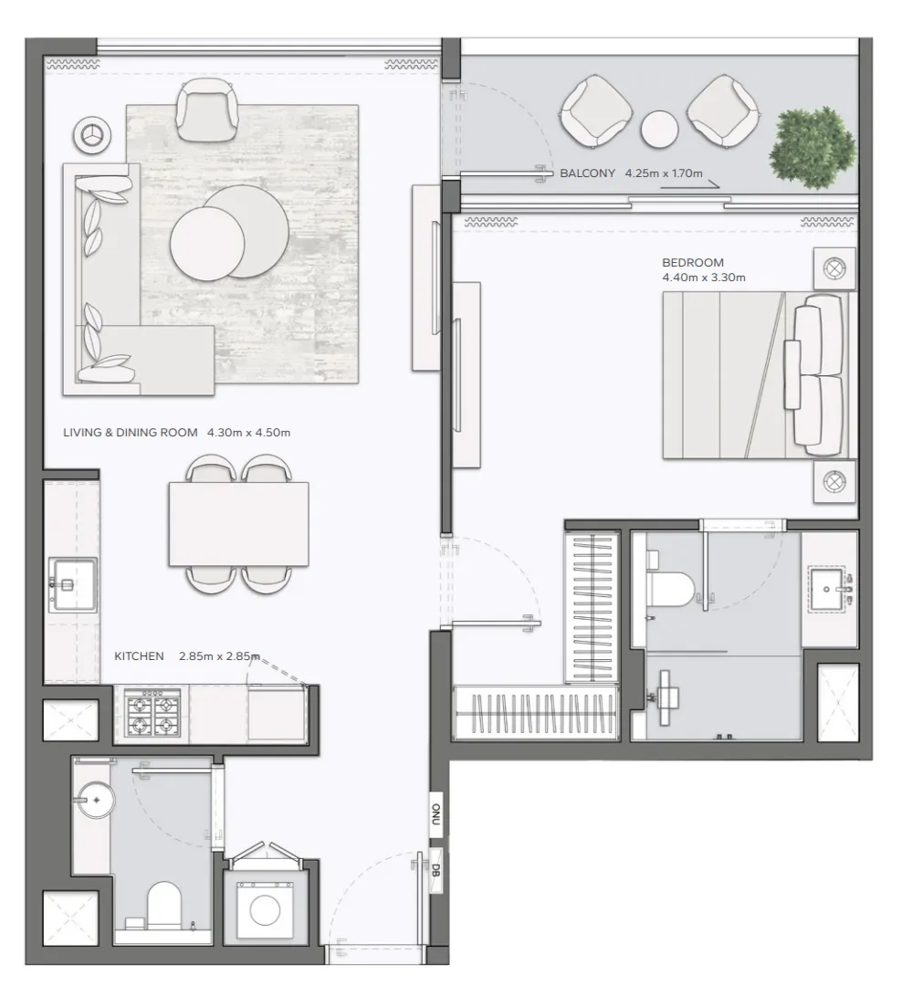 1 bedroom layout