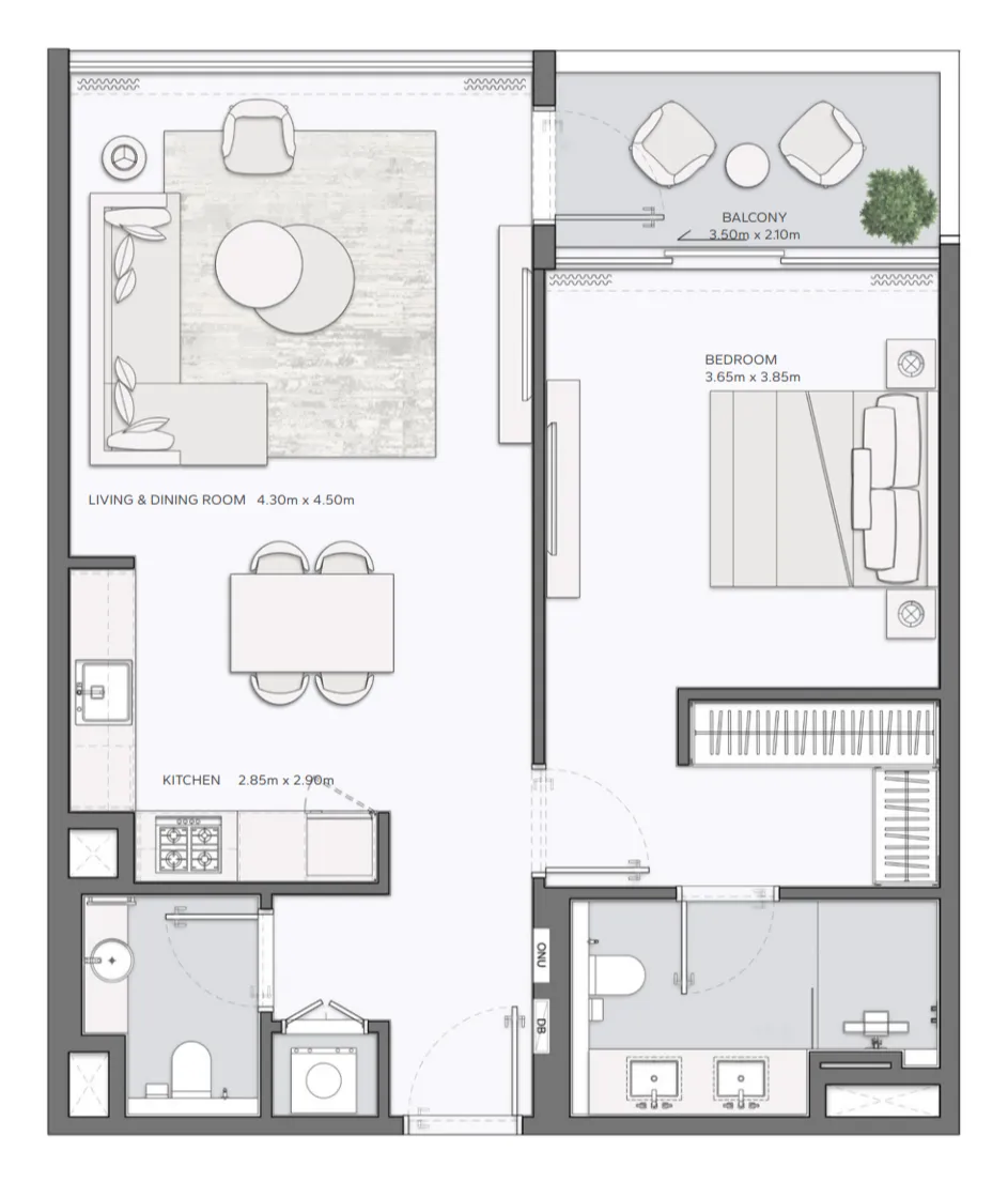 1 bedroom layout