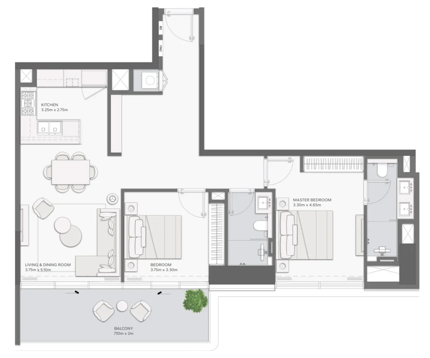 2 bedroom layout