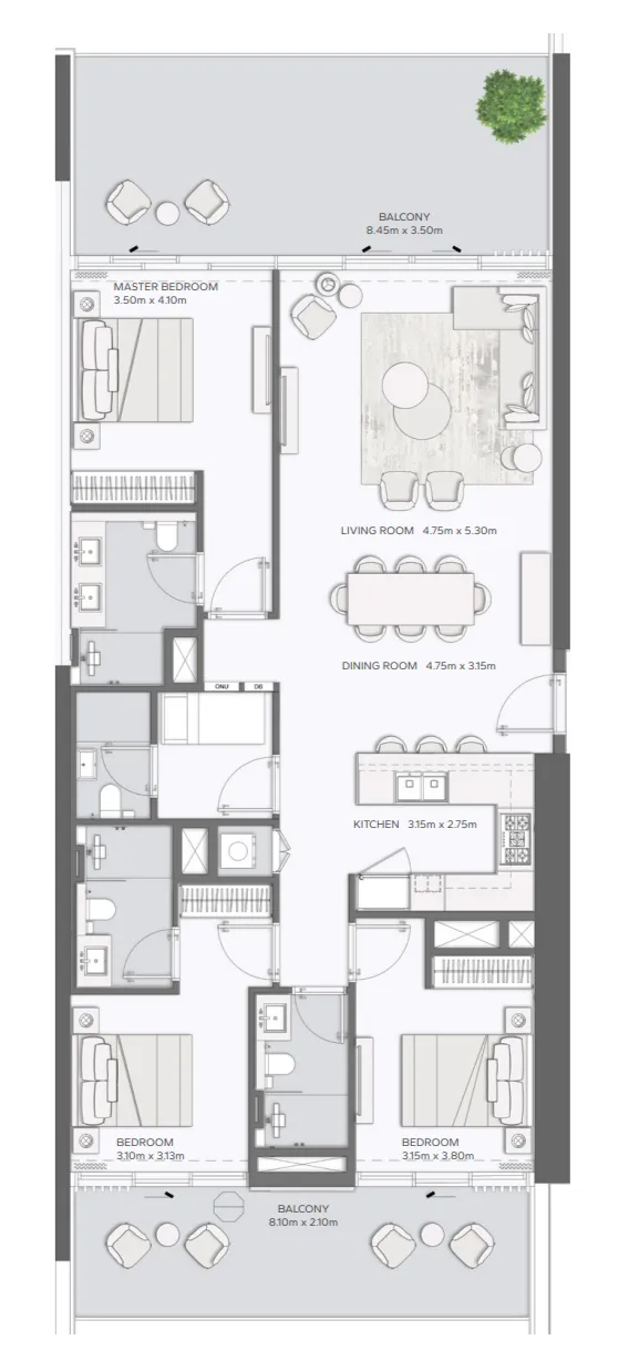 3 bedroom layout