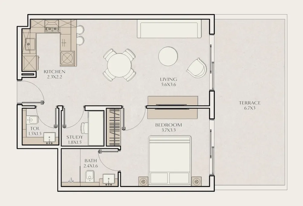 1 bedroom layout