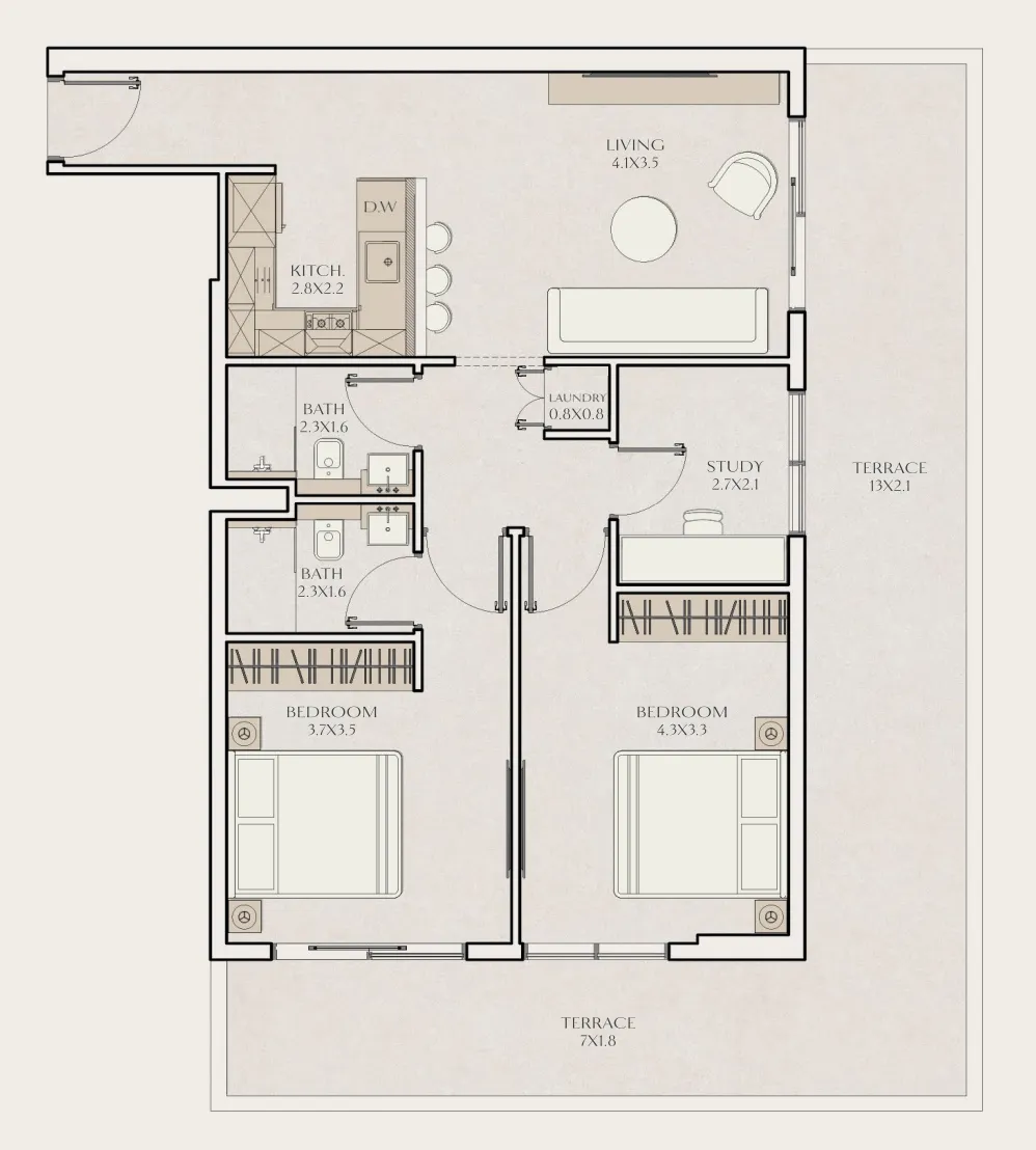 2 bedroom layout