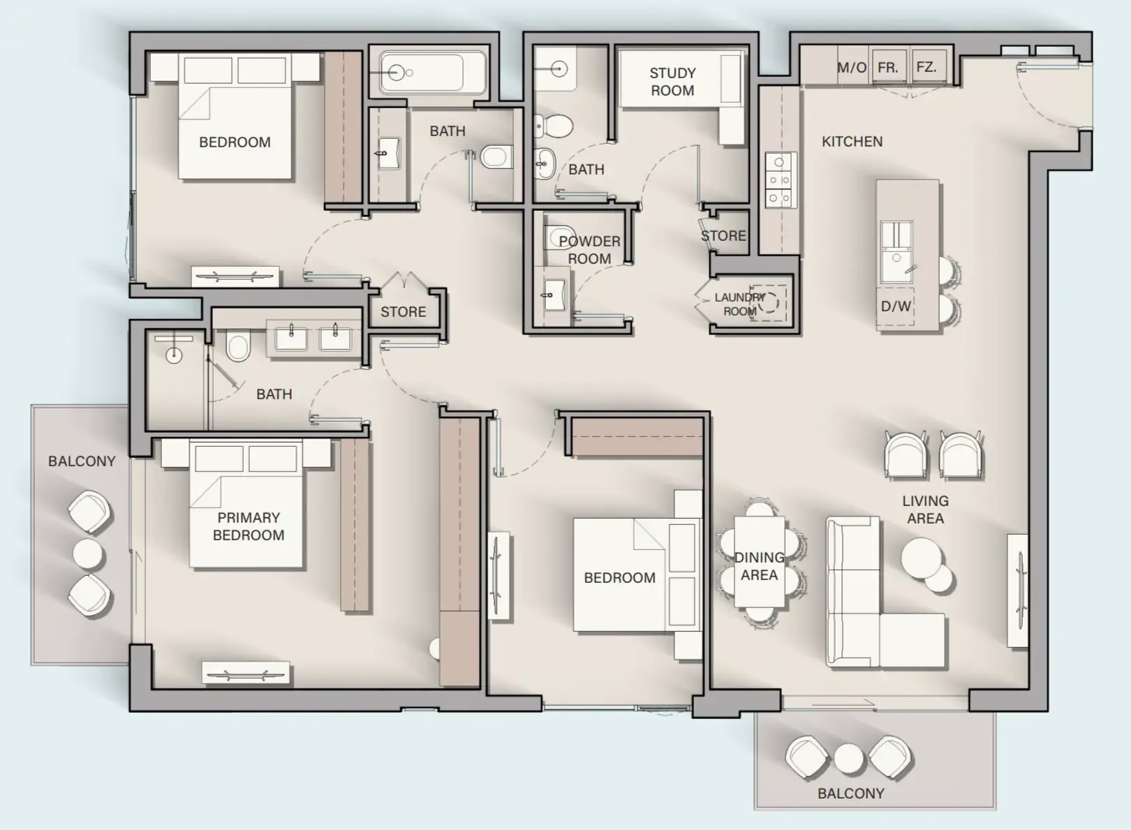 3 bedroom layout