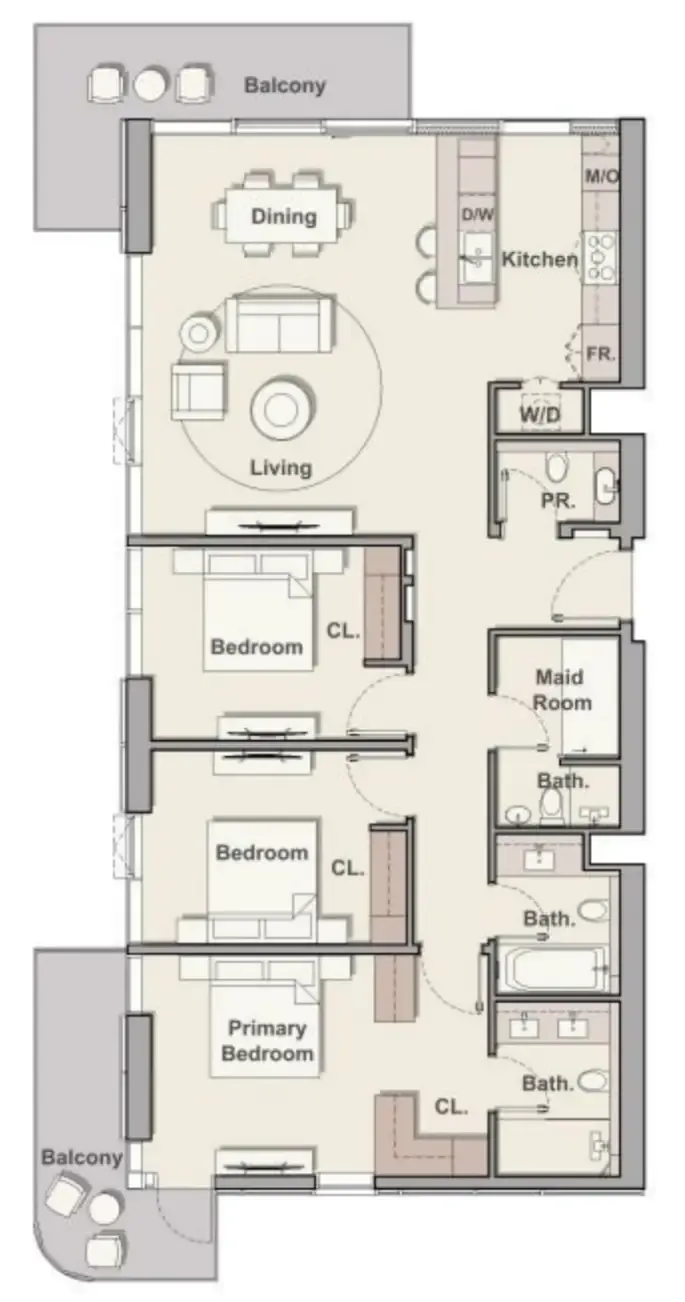3 bedroom layout