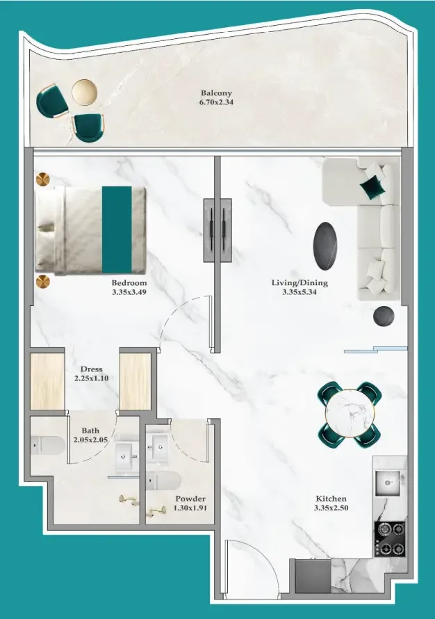 1 bedroom layout