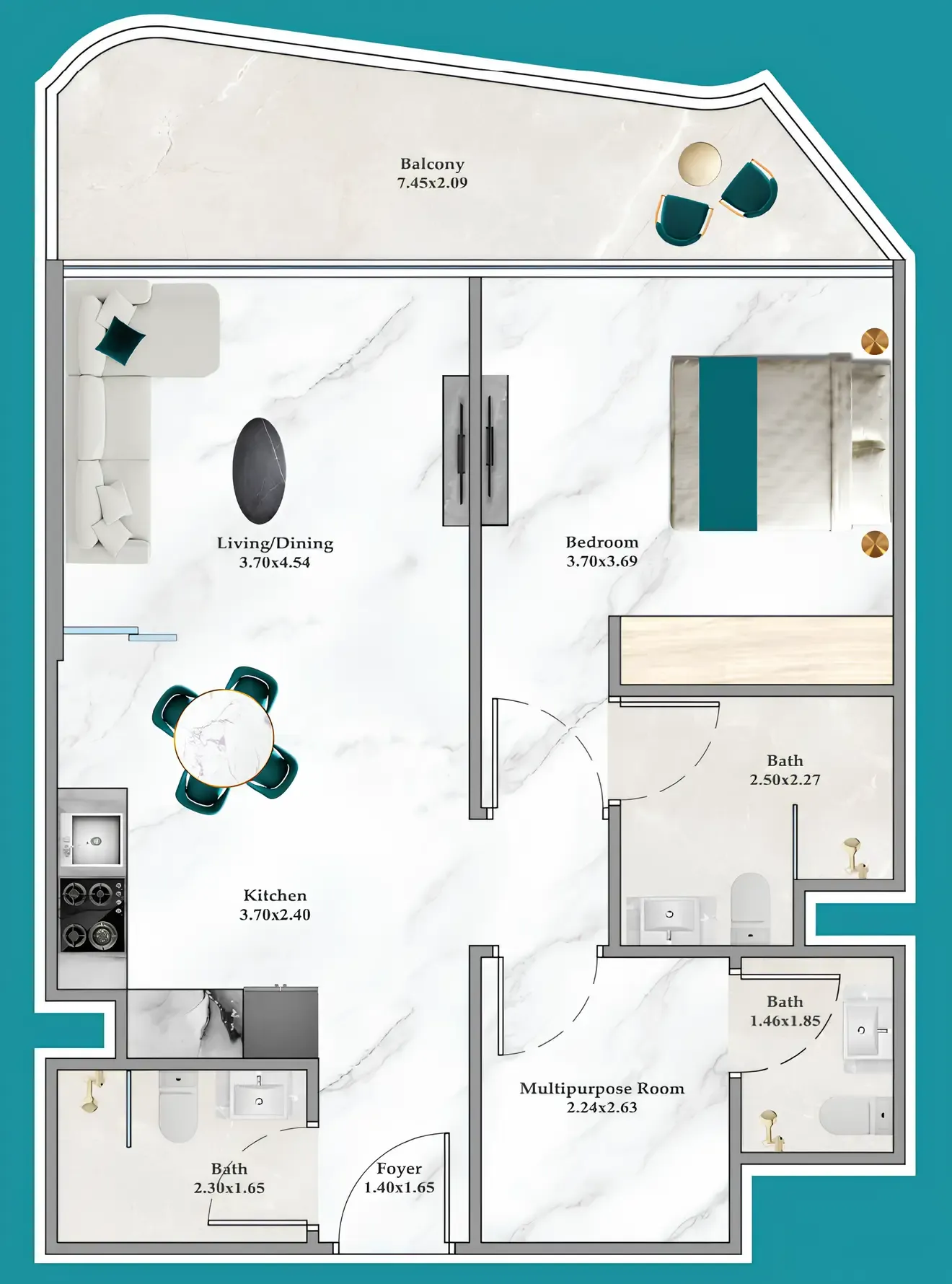 1 bedroom layout