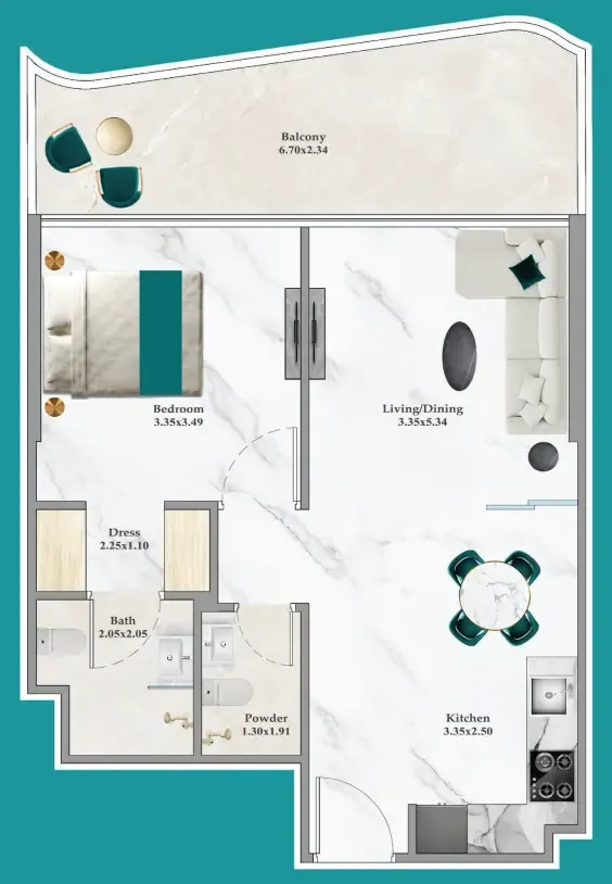 1 bedroom layout