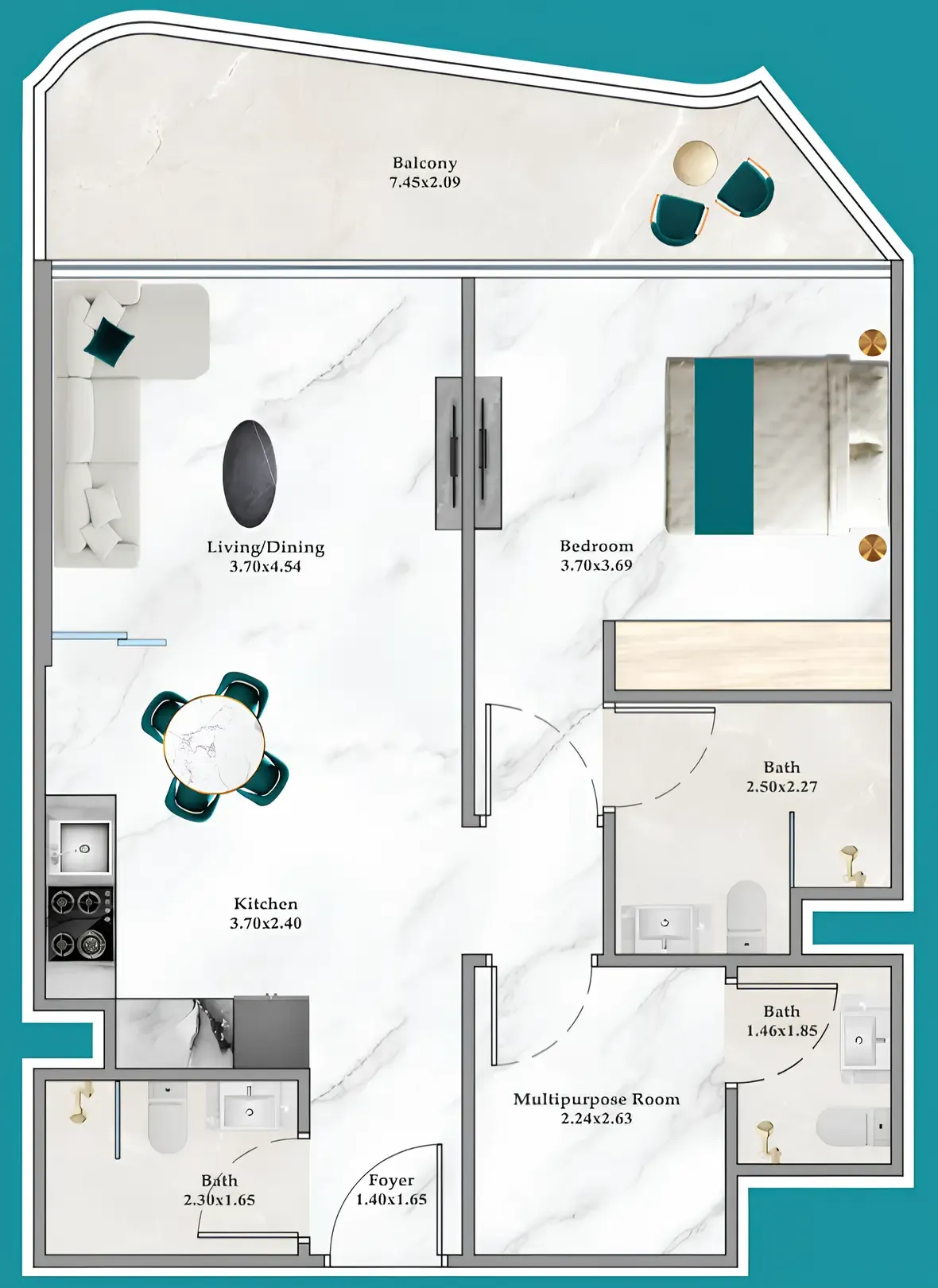 1 bedroom layout