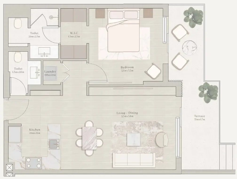 1 bedroom layout