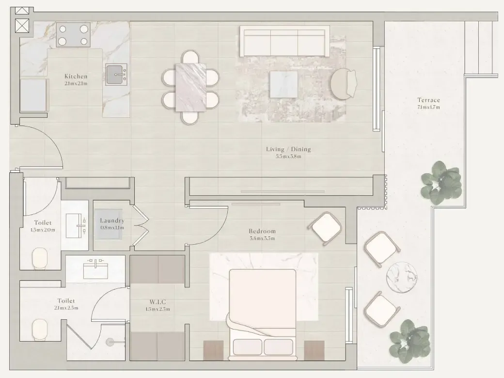 1 bedroom layout