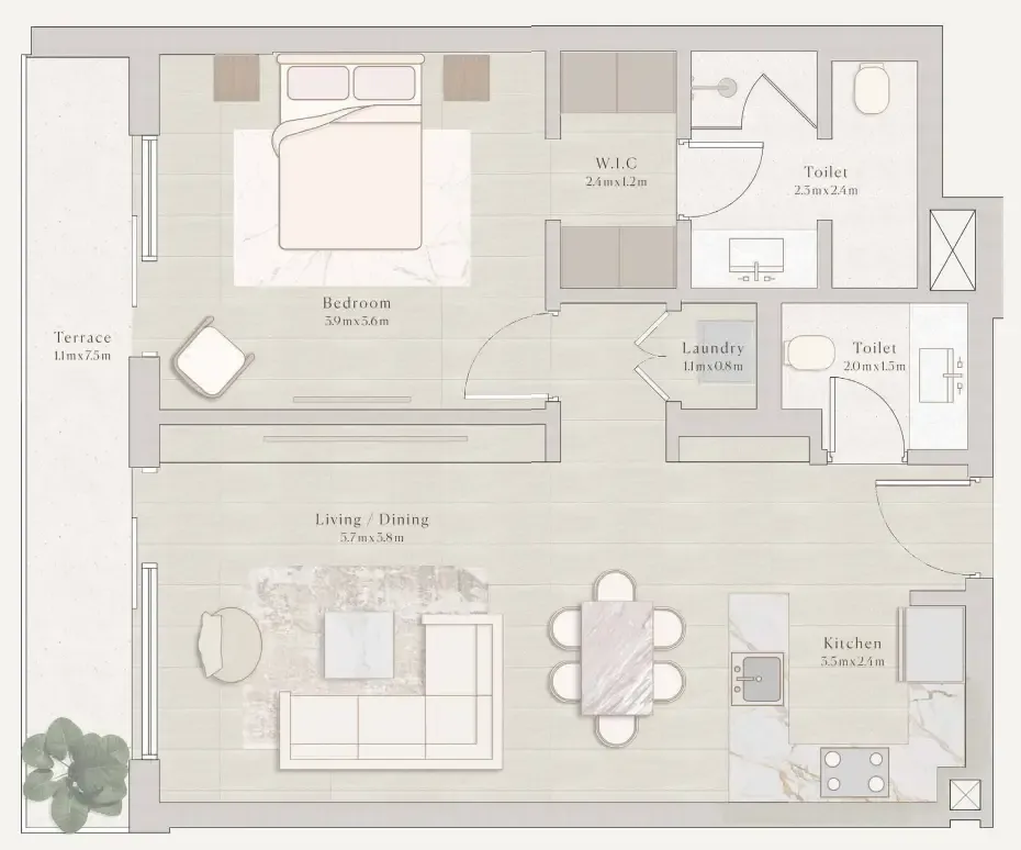 1 bedroom layout