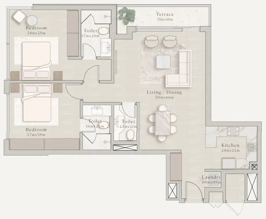 2 bedroom layout