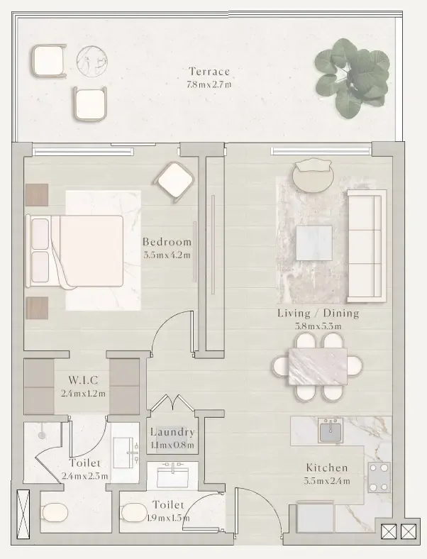 1 bedroom layout