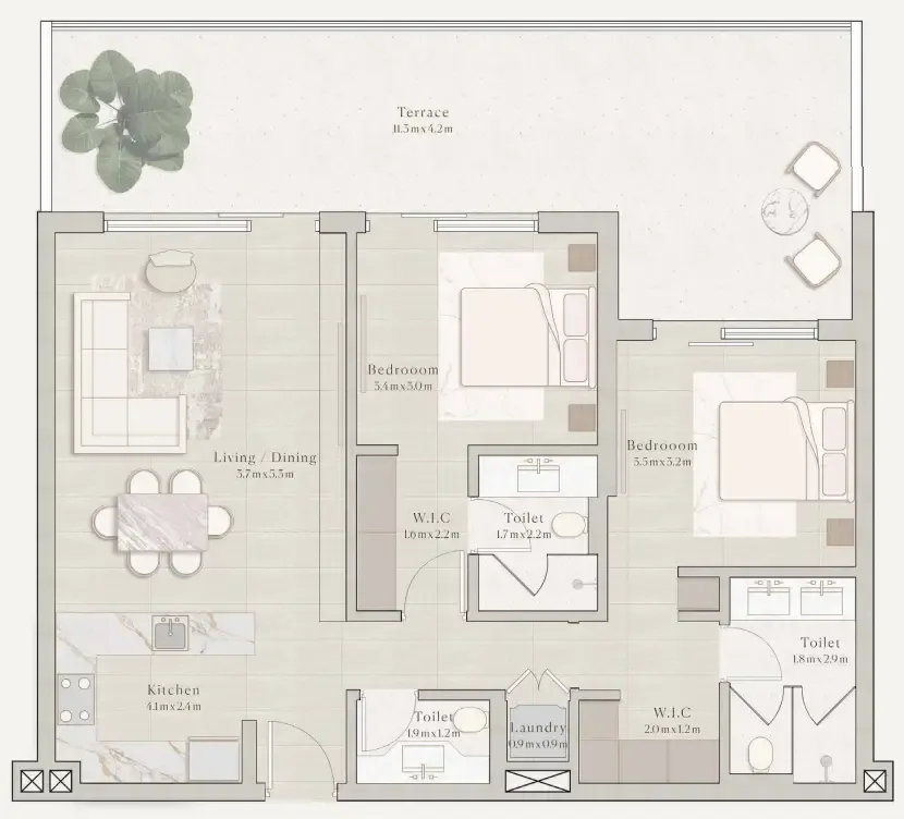 2 bedroom layout