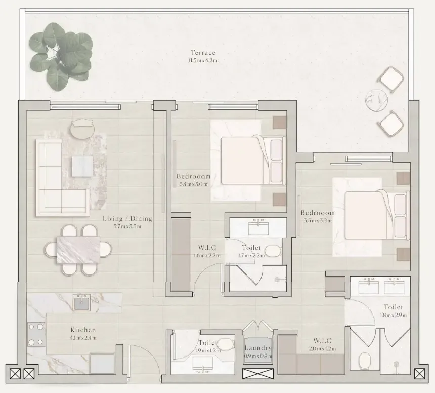 2 bedroom layout