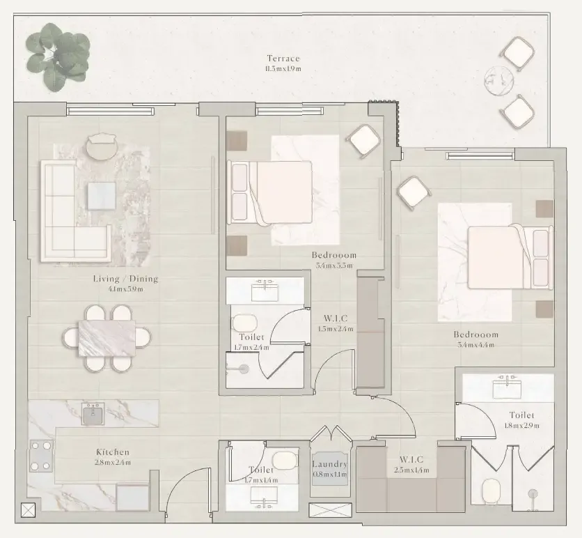 2 bedroom layout