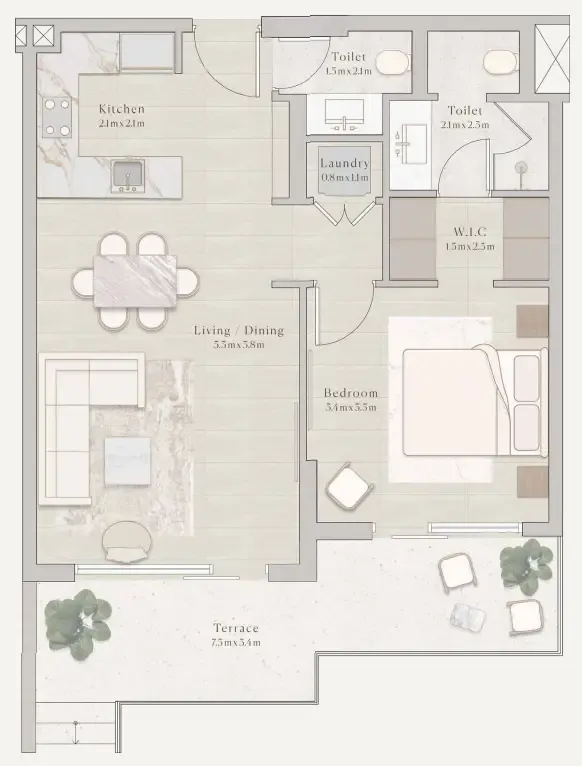 1 bedroom layout