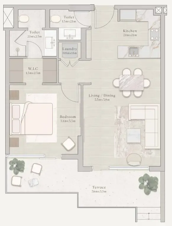 1 bedroom layout
