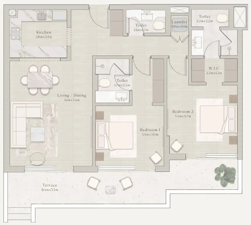 2 bedroom layout
