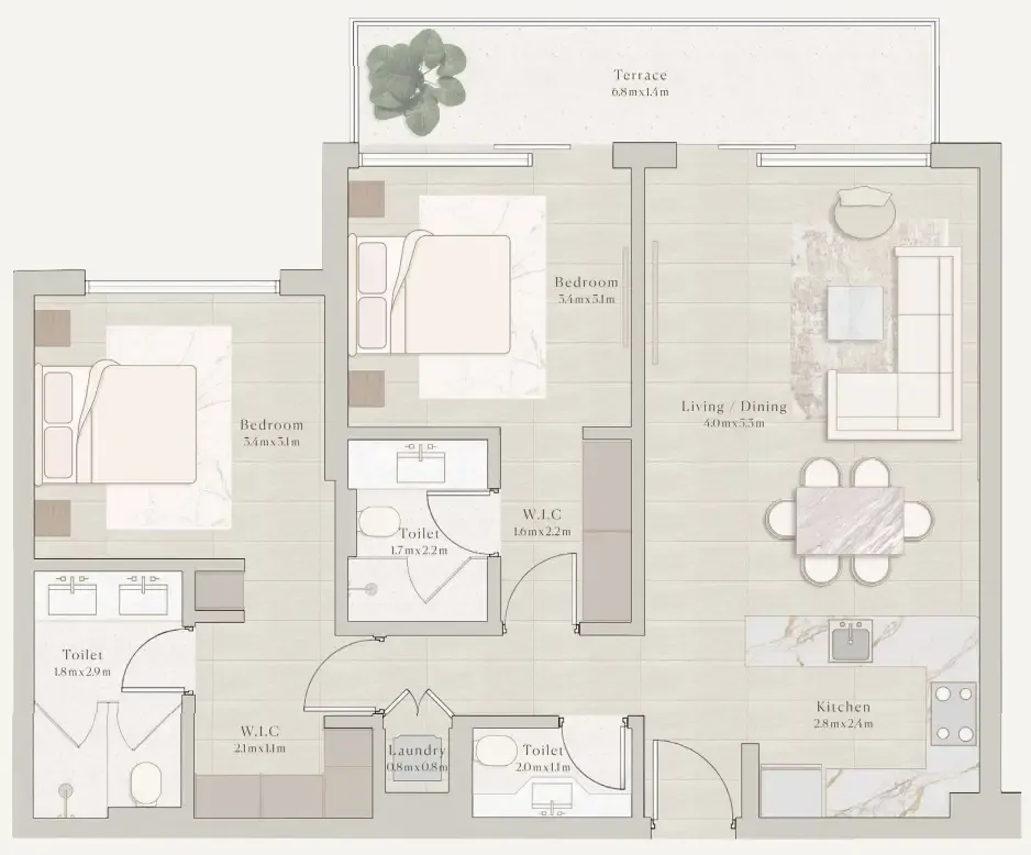 2 bedroom layout