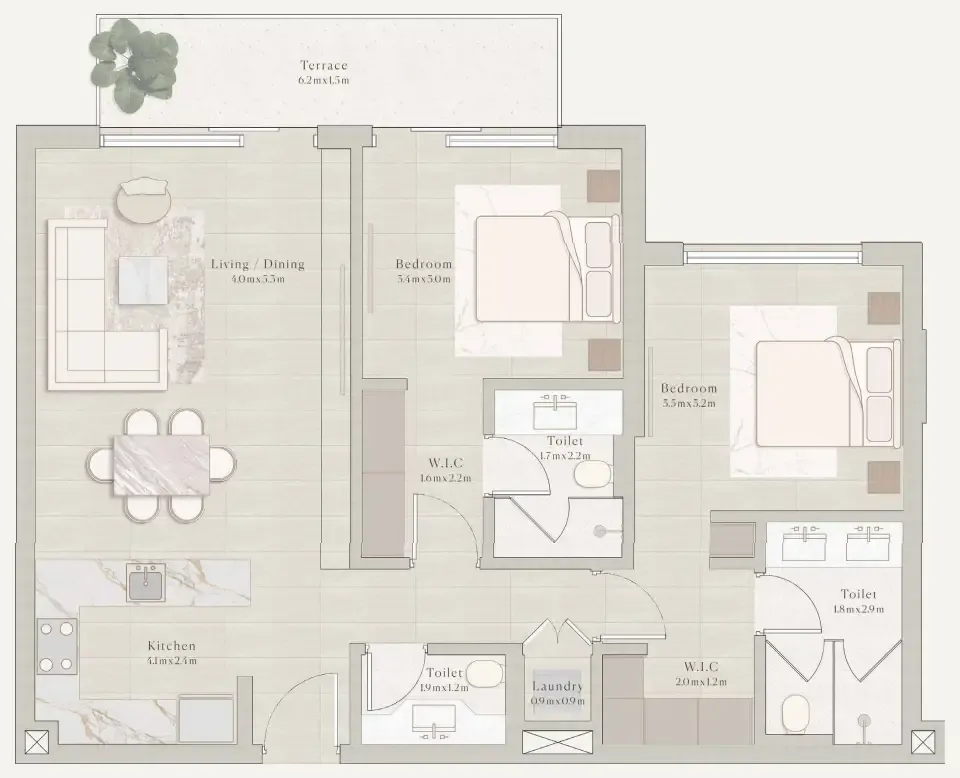 2 bedroom layout