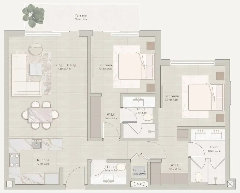 2 bedroom layout