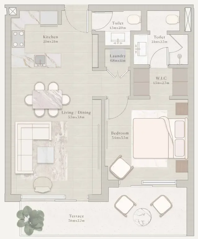 1 bedroom layout