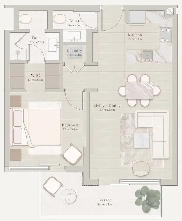 1 bedroom layout