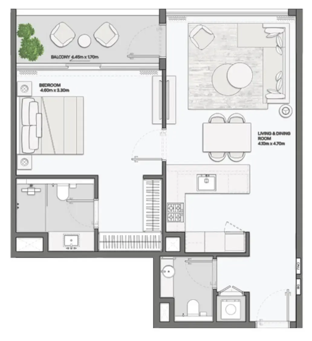 1 bedroom layout