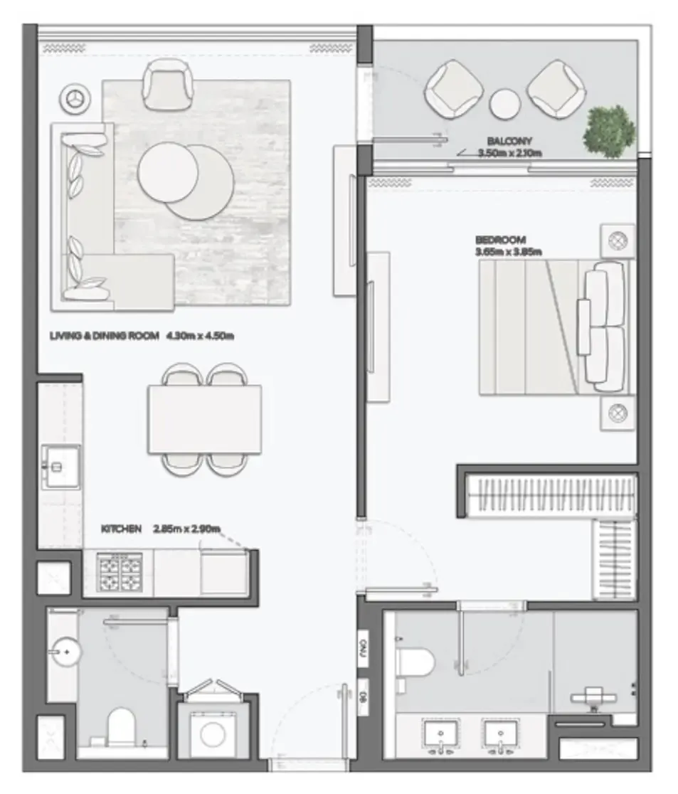 1 bedroom layout