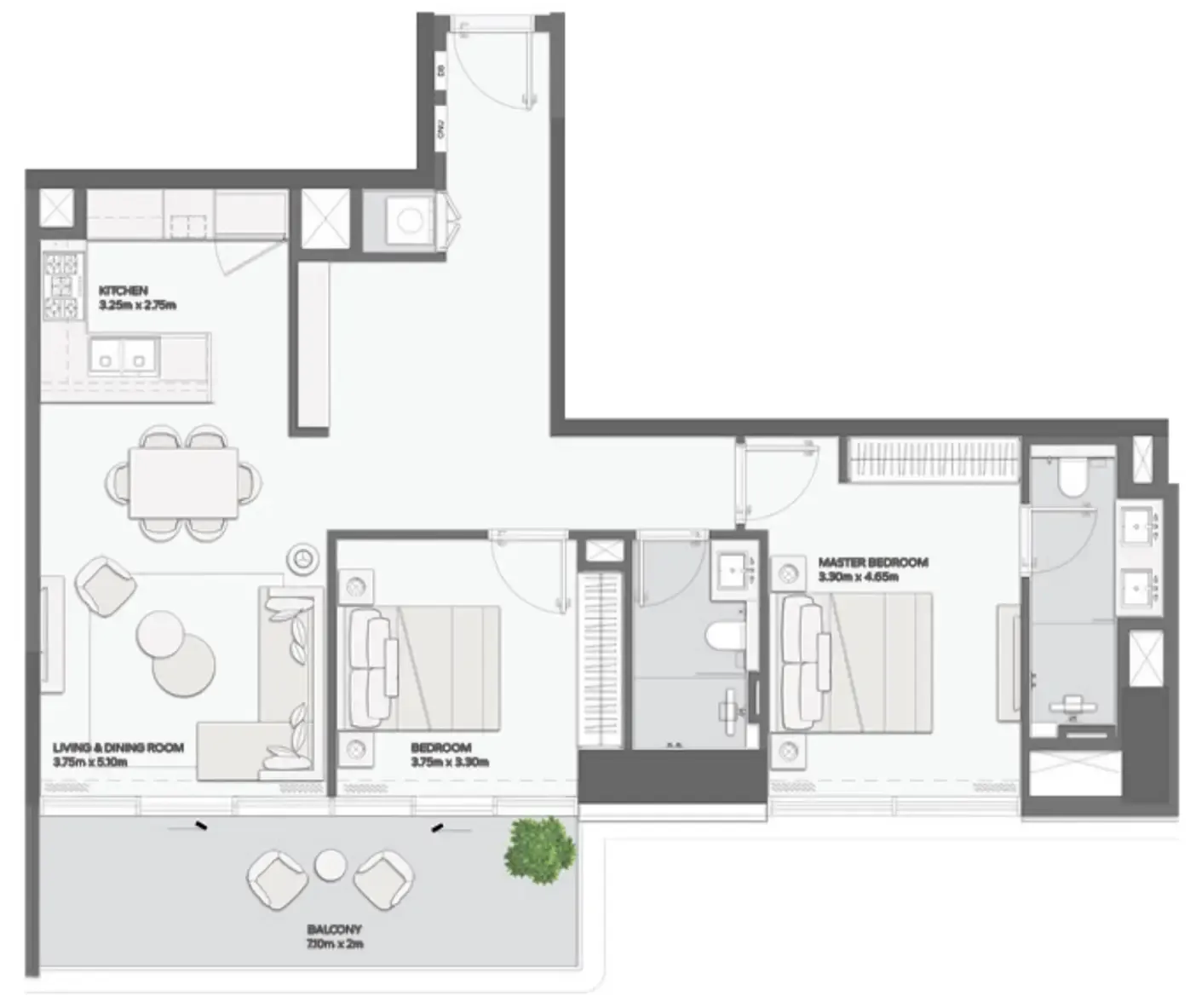 2 bedroom layout