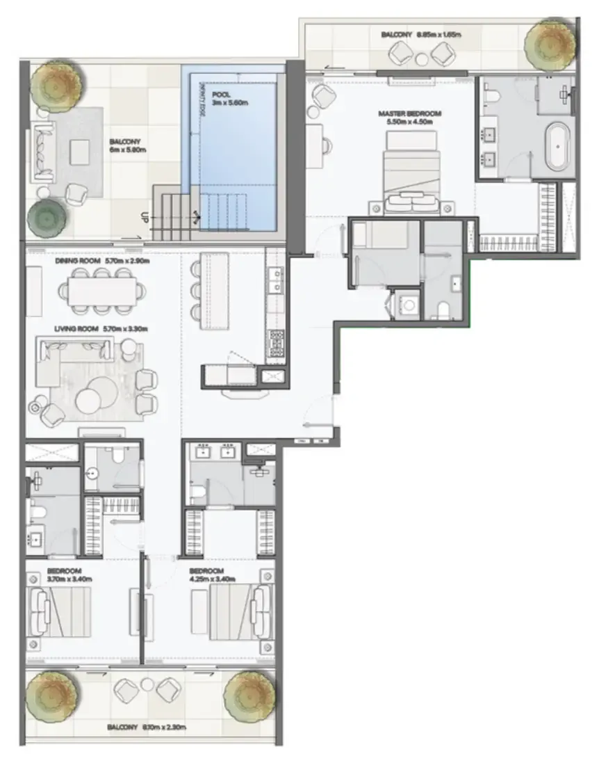3 bedroom layout