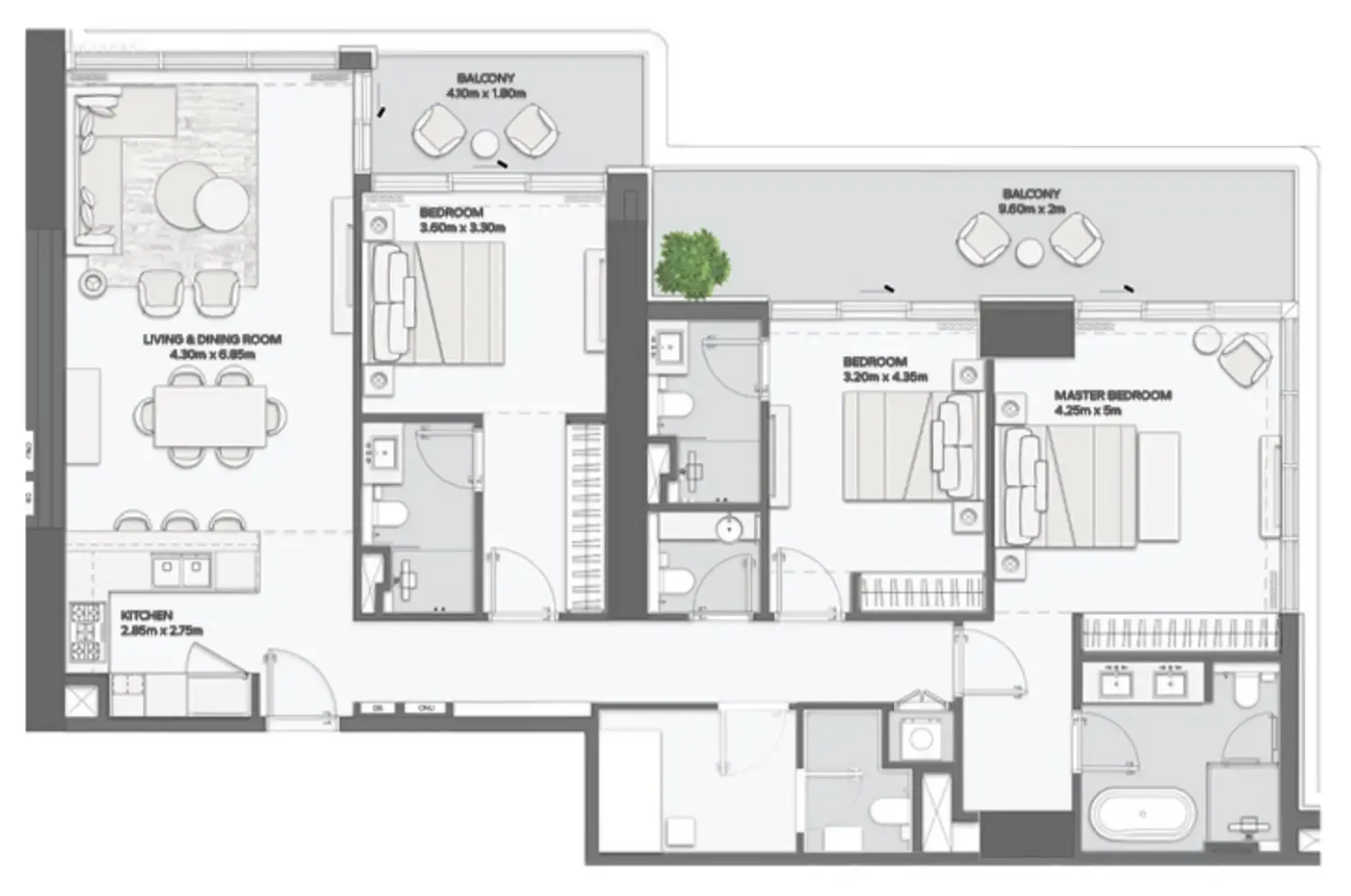 3 bedroom layout