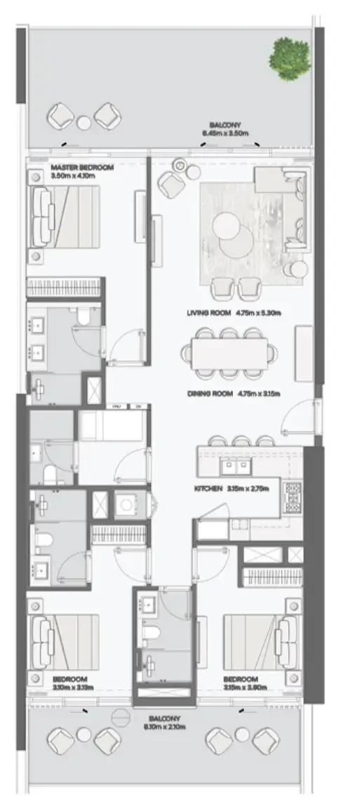 3 bedroom layout