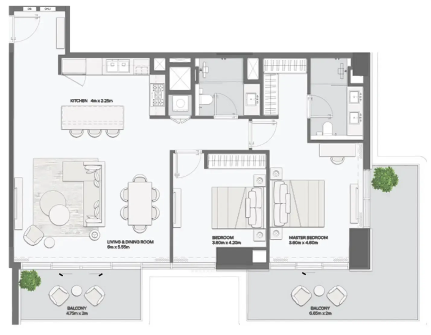 2 bedroom layout