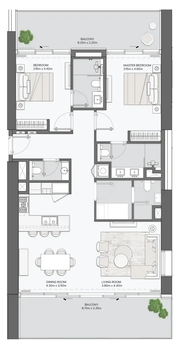2 bedroom layout