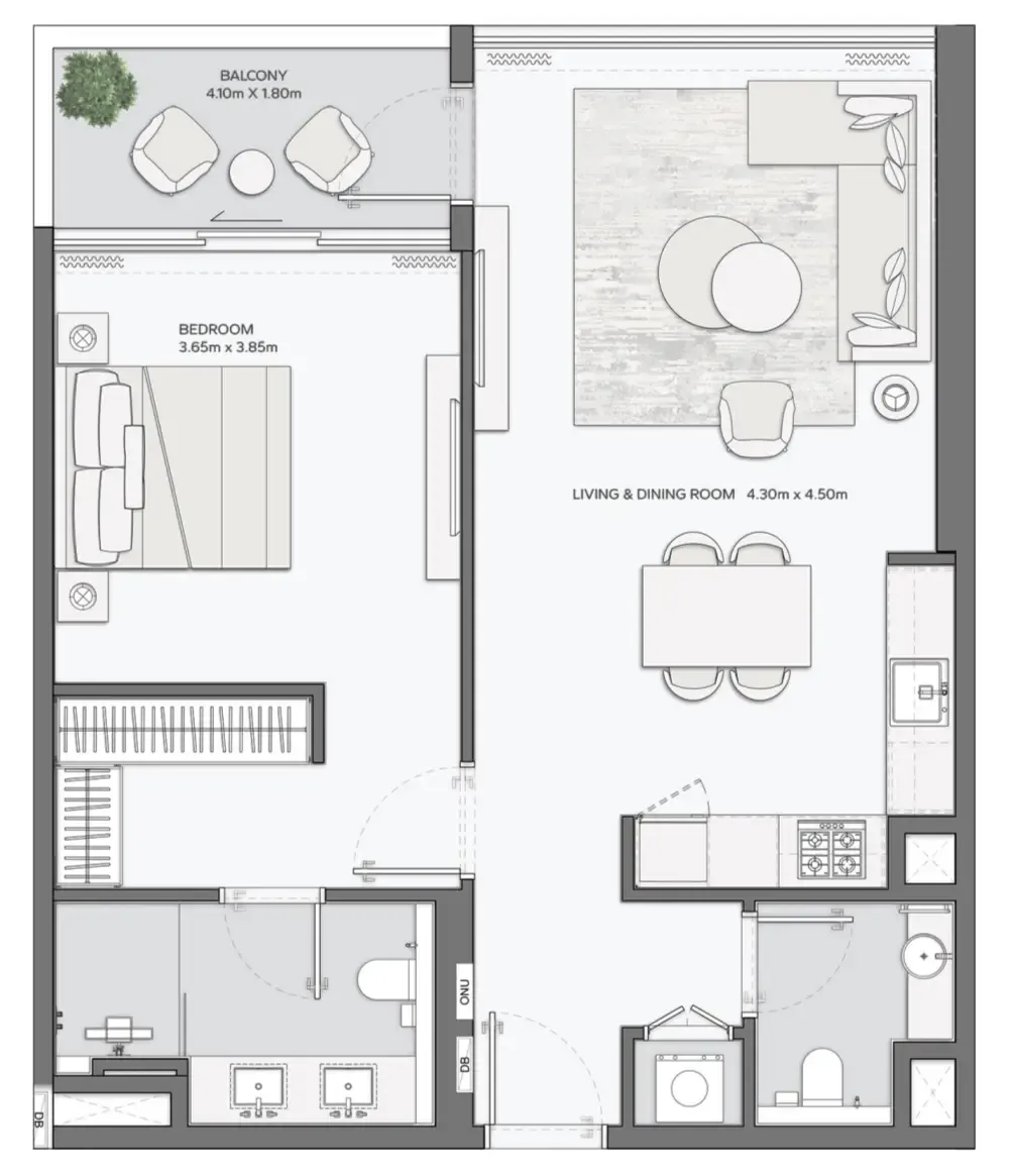 1 bedroom layout