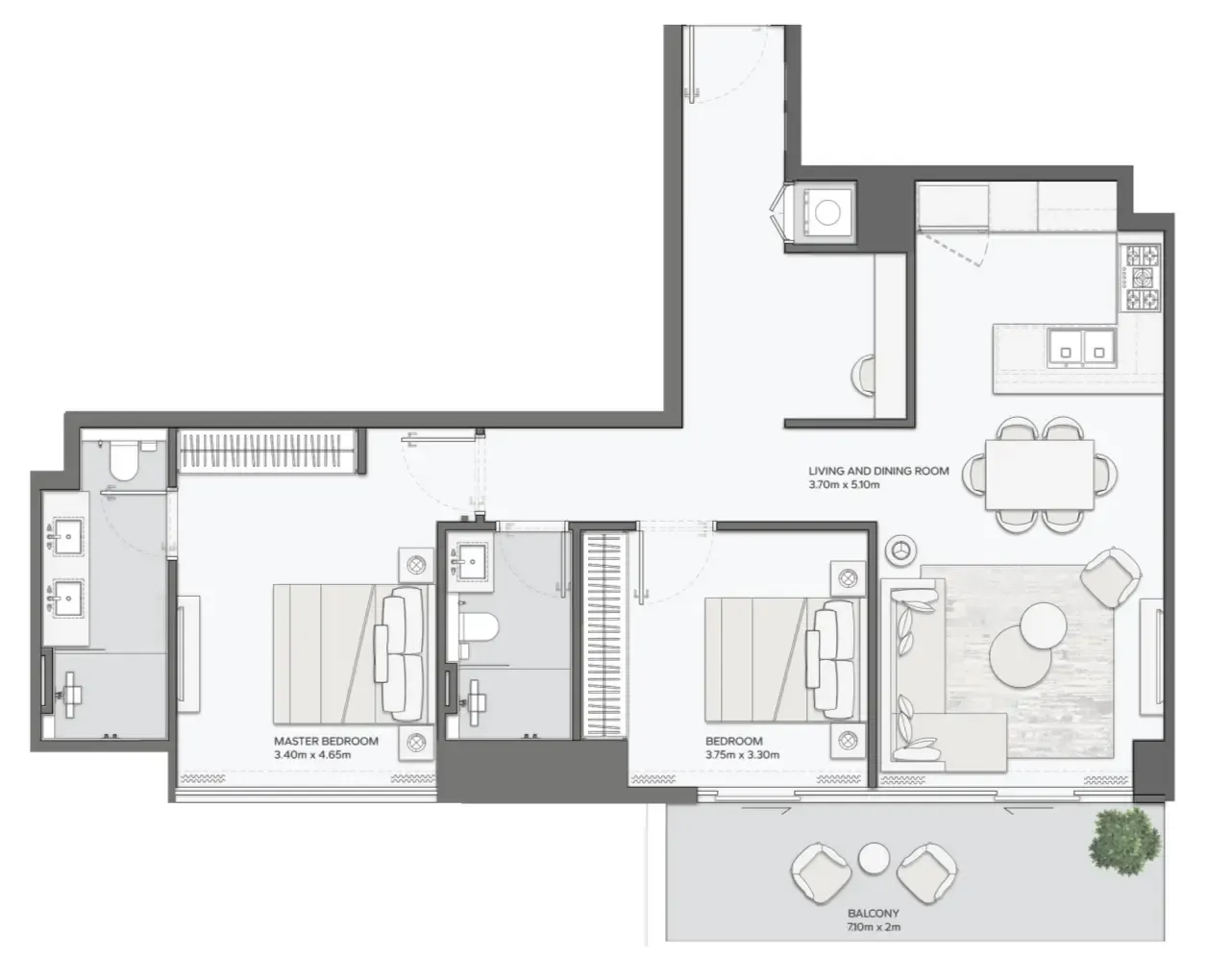 2 bedroom layout
