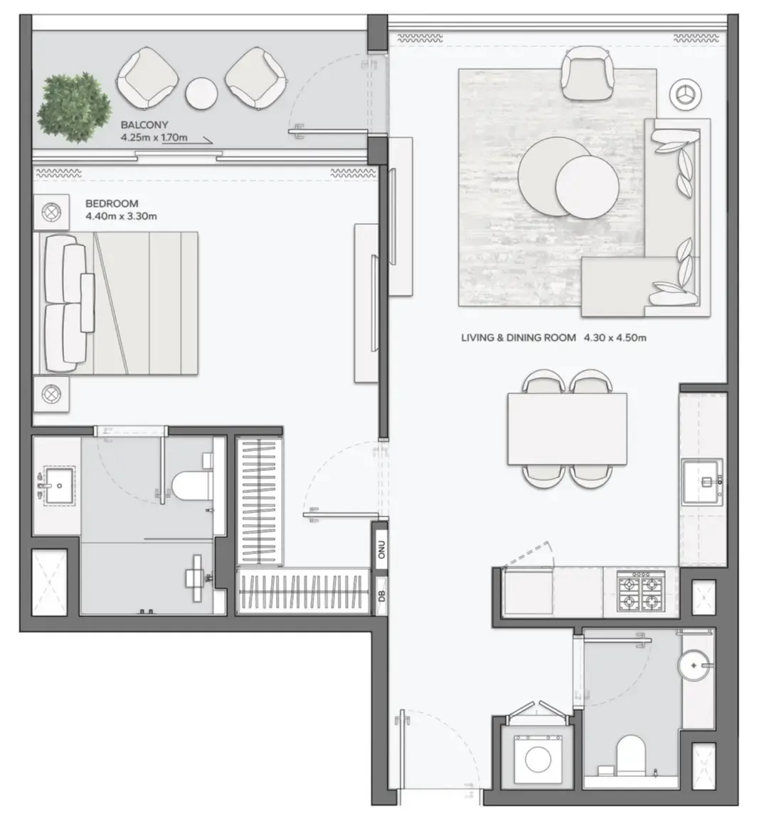 1 bedroom layout