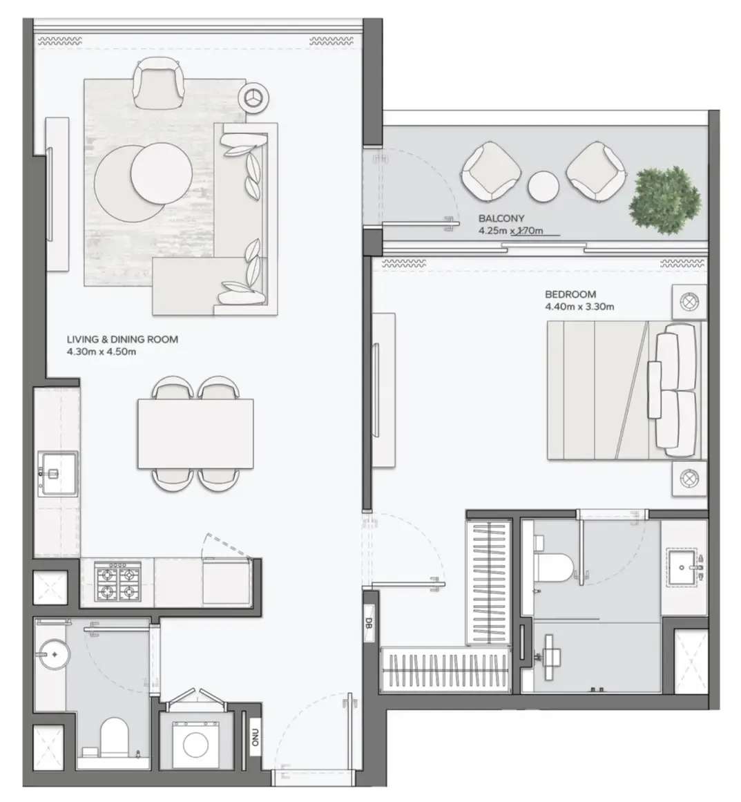 1 bedroom layout