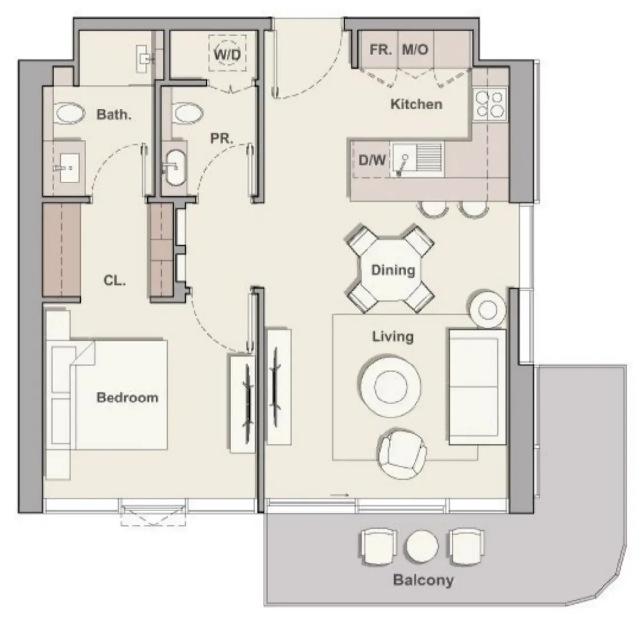 1 bedroom layout
