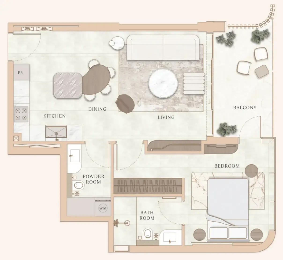 1 bedroom layout