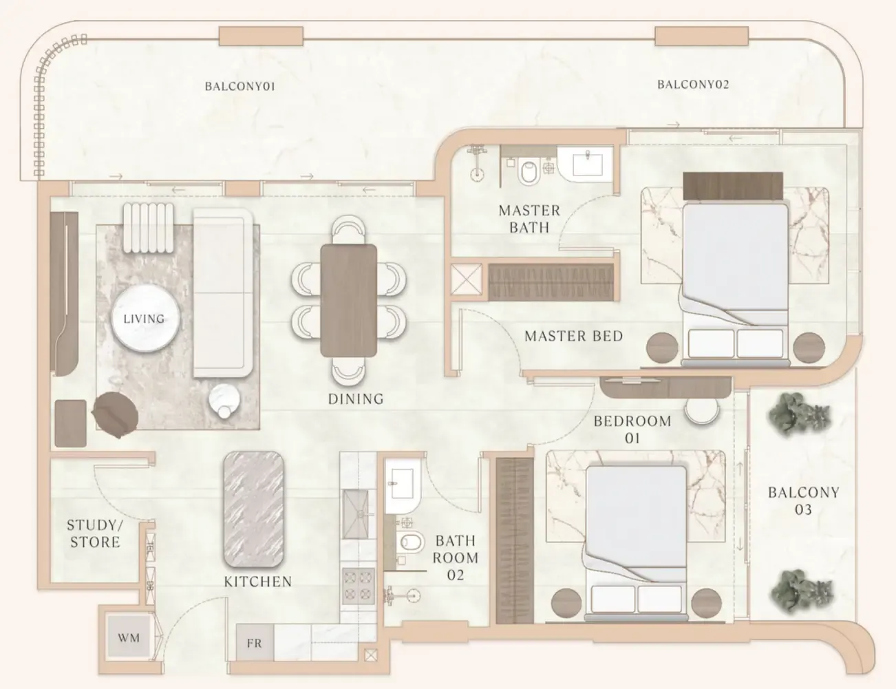 2 bedroom layout