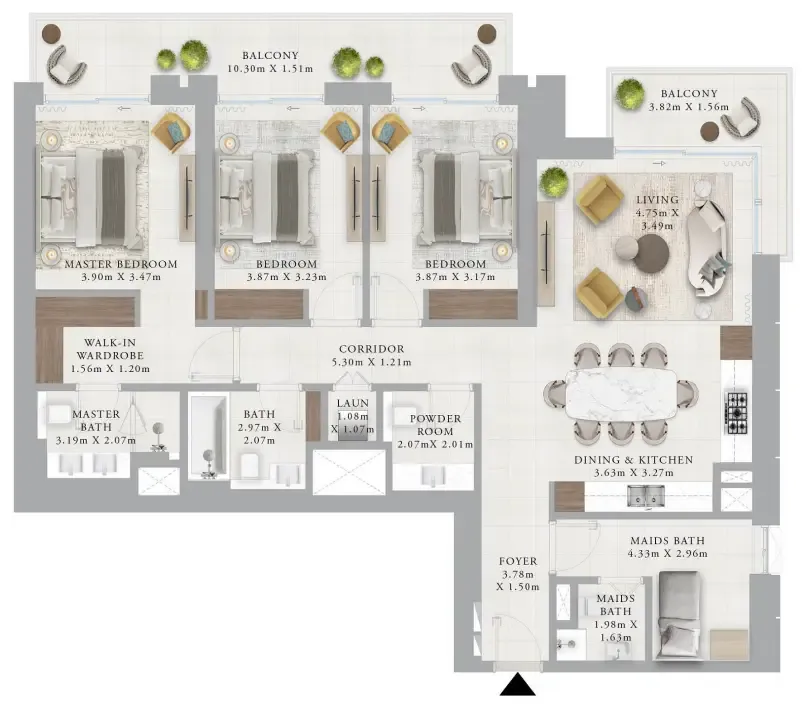 3 bedroom layout